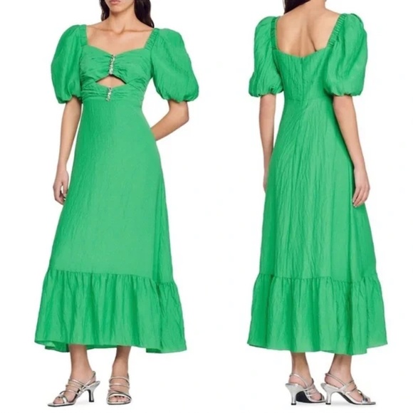 Falbala Rhinestone Embellished Cutout Midi Dress - Picture 1 of 5